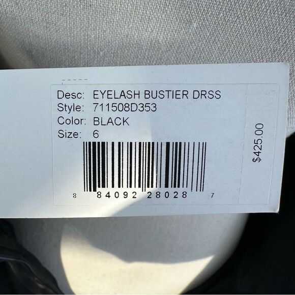 REBECCA TAYLOR Sateen Strapless Eyelash Tier Bustier Cocktail Mini Dress Black 6 - Picture 9 of 15